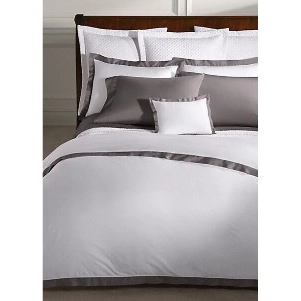 Ralph‎ Lauren Home Organic Cotton Sateen Sheeting Flat Sheet Graphited Grey FULL